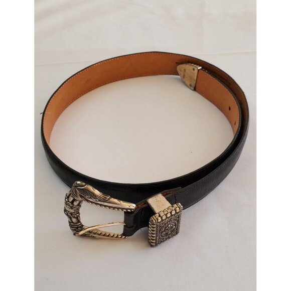 Vintage Brighton Museum Collection Croc Leather Belt Women's Sz L Black 1995 - Picture 2 of 9